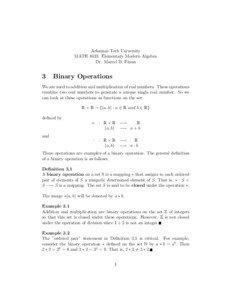 Algebraic structures / Ring theory / Binary operations / Elementary arithmetic / Inverse element / Addition / Multiplication / Semiring / Integer / Abstract algebra / Mathematics / Algebra