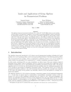 Limits and Applications of Group Algebras for Parameterized Problems Ioannis Koutis Computer Science Department Carnegie Mellon University 