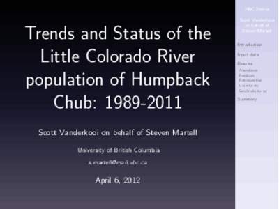 HBC Status  Trends and Status of the Little Colorado River population of Humpback Chub: [removed]