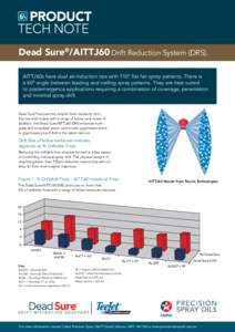 PRODUCT tech note Dead Sure®/AITTJ60 Drift Reduction System (DRS). AITTJ60s have dual air-induction tips with 110° flat fan spray patterns. There is a 60° angle between leading and trailing spray patterns. They are be