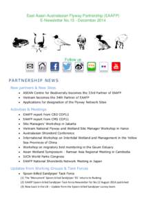 East Asian-Australasian Flyway Partnership (EAAFP) E-Newsletter No.15 - December 2014 Follow us  PARTNERSHIP NEWS