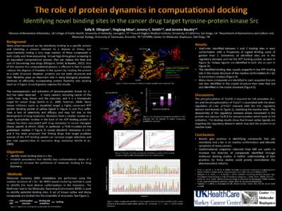 Iden%fying	
  novel	
  binding	
  sites	
  in	
  the	
  cancer	
  drug	
  target	
  tyrosine-­‐protein	
  kinase	
  Src	
  	
   Sally	
  R.	
  Ellingson1,	
  Yinglong	
  Miao2,	
  Jeremy	
  C.	
  S