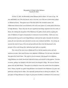 United States District Court for the Eastern District of Oklahoma / United States District Court for the Western District of Oklahoma / Luther L. Bohanon / Oklahoma / Southern United States