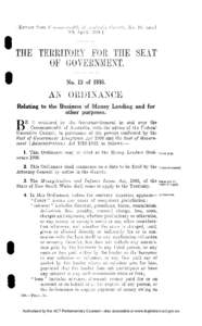 [Extract from Commonwealth of Australia Gazette, No. 35. dated 9th April, [removed]THE TERRITORY FOR THE SEAT OF GOVERNMENT. No. 13 of 1936.