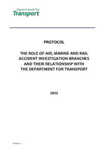 PROTOCOL       THE ROLE OF AIR, MARINE AND RAIL  ACCIDENT INVESTIGATION BRANCHES  