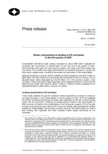 Press release  Press enquiries: (+[removed]removed] www.bis.org Ref no: 27/2001E