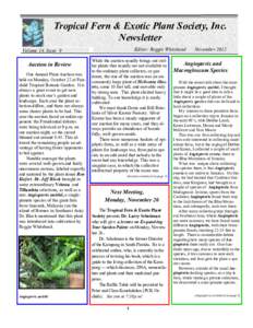 Tropical Fern & Exotic Plant Society, Inc. Newsletter Editor: Reggie Whitehead Volume 14, Issue 9