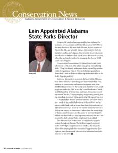 Conservation News  Alabama Department of Conservation & Natural Resources Lein Appointed Alabama State Parks Director