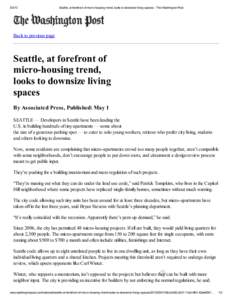[removed]Seattle, at forefront of micro-housing trend, looks to downsize living spaces - The Washington Post Back to previous page