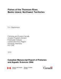 Fishes of the Thomsen River, Banks Island, Northwest Territories