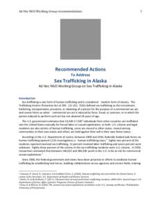 Recommended Actions to Address Sex Trafficking in Alaska