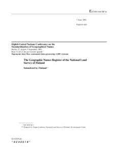 E/CONF.94/CRP.26 7 June 2002 English only Eighth United Nations Conference on the Standardization of Geographical Names