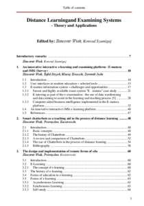 Table of contents  Distance Learningand Examining Systems - Theory and Applications  Edited by: Sławomir Wiak, Konrad Szumigaj