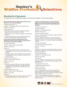 Smokey’s Wildfire Prevention Detectives Standards Alignment The activities in this teaching kit align with National Standards in the following areas: Science Benchmarks from Mid-continent Research for