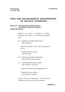 For discussion on 23 May 2001 EC[removed]ITEM FOR ESTABLISHMENT SUBCOMMITTEE