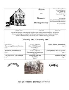 The Crier  Glocester Heritage Society Job Armstrong Store 1181 Putnam Pike P.O. Box 269