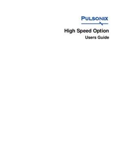 High Speed Option Users Guide 2 Pulsonix Interactive High Speed  Copyright Notice