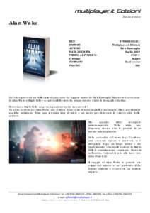 Romanzo  Alan Wake EAN EDITORE AUTORE