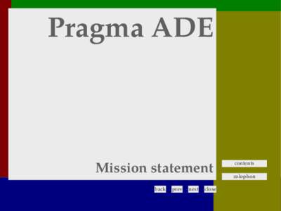 Pragma ADE  Mission statement back  prev