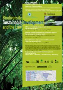 Open Invitation  Join the Cutting-Edge Global Conversation on Biodiversity Law + Governance in Cambridge How are biodiversity accords helping the world to advance sustainable development? What more must be done, and how 