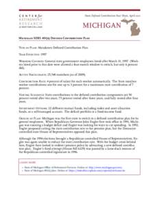 State Defined Contribution Fact Sheet, April[removed]RETIREMENT RESEARCH  MICHIGAN