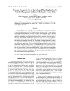 Temporal Changes in Size at Maturity and Their Implications for Fisheries Management for Eastern Bering Sea Tanner Crab
