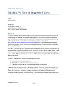 NEMSIS TAC Whitepaper  NEMSIS V3 Use of Suggested Lists Date January 5, 2012