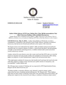 Auditor of Public Accounts Adam H. Edelen IMMEDIATE RELEASE Contact: Stephenie Hoelscher [removed]