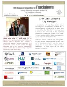 City Manager Newsletter by January, 2013 Special Volume No. 7, Issue No. 02 Trackdown