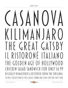 Blakely Light  CASANOVA KILIMANJARO THE GREAT GATSBY