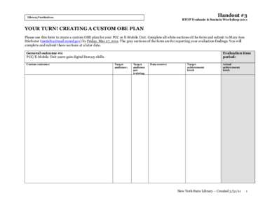 Handout #3  Library/Institution: BTOP Evaluate & Sustain Workshop 2011