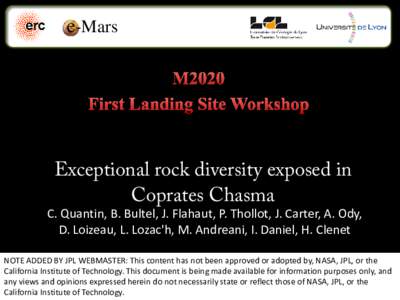 Planetary geology / CRISM / Spectrometers / Chasma / Murchie / Mars / Coprates quadrangle / Mars Reconnaissance Orbiter