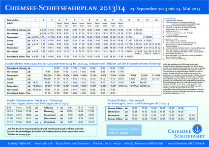 Chiemsee-Schiffsfahrplan 2013|14 1 Fahrten Nr 1 Schiff