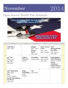 2014  November Open Season Health Fair Schedule  	
  