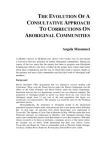 The evolution of a consultative approach to corrections on Aboriginal communities