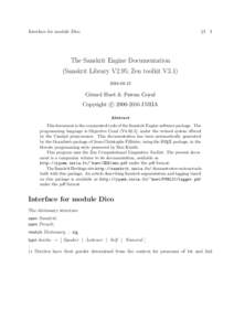 §1 1  Interface for module Dico The Sanskrit Engine Documentation (Sanskrit Library V2.95; Zen toolkit V3.1)