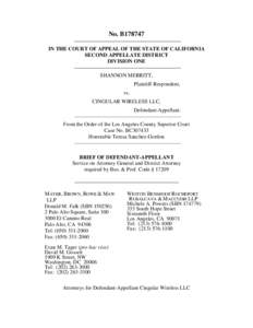 No. B178747 IN THE COURT OF APPEAL OF THE STATE OF CALIFORNIA SECOND APPELLATE DISTRICT DIVISION ONE SHANNON MERRITT, Plaintiff-Respondent,