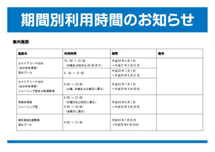 案内施設 施設名 カメイアリーナ仙台 (仙台市体育館) 温水プール カメイアリーナ仙台