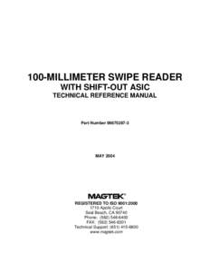 100-Millimeter Swipe Reader With Shift-Out ASIC, Technical Reference Manual