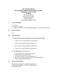 City of Benton Harbor Receivership Transition Advisory Board Agenda Wednesday, June 25, [removed]:00 am (Without Attachments) Benton Harbor City Hall