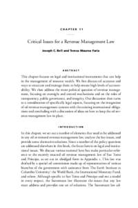 Critical Issues for a Revenue Management Law