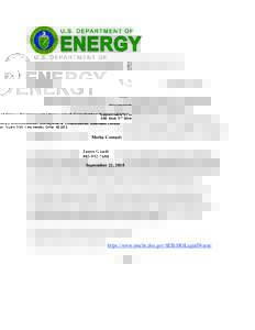 Department of Energy Environmental Management Consolidated Business Center 250 East 5th Street, Suite 500 Cincinnati, OhioMedia Contact: James Giusti