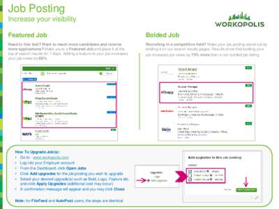 Job Posting Increase your visibility Featured Job Bolded Job