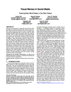 Visual Memes in Social Media Tracking Real-World News in YouTube Videos Lexing Xie Apostol Natsev