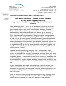 CONTACT: Emily Oehler[removed]Diane Shnitzler[removed]February 28, Deanna Bartsch, [removed]March 1 – March 6, [removed]Embargoed for Release, Monday, March 5, 2007, 6:00 a.m. PT