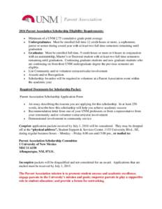 2016 Parent Association Scholarship Eligibility Requirements:   