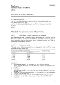 [removed]Règlement sur l’assurance-invalidité (RAI)1 du 17 janvier[removed]Etat le 1er janvier 2015)