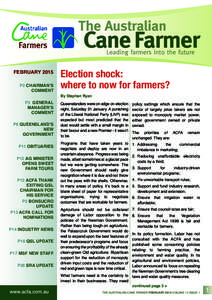 FEBRUARY 2015 P2 CHAIRMAN’S COMMENT Election shock: where to now for farmers?