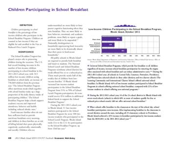 Children Participating in School Breakfast  DEFINITION Children participating in school breakfast is the percentage of lowincome children who participate in the