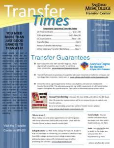 Transfer Times  this issue  Important Upcoming Transfer Dates 